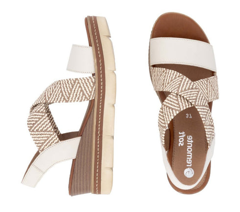 Sandale casual, dama, REMONTE SOFT, D2L54-60 bej, piele ecologica